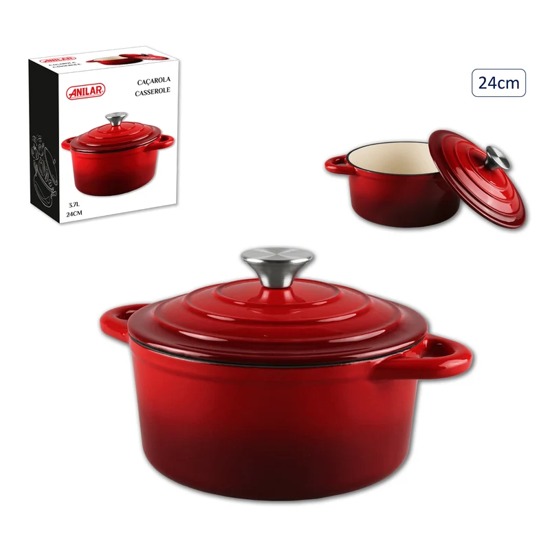 Anilar Red Cast Iron Casserole – 24cm