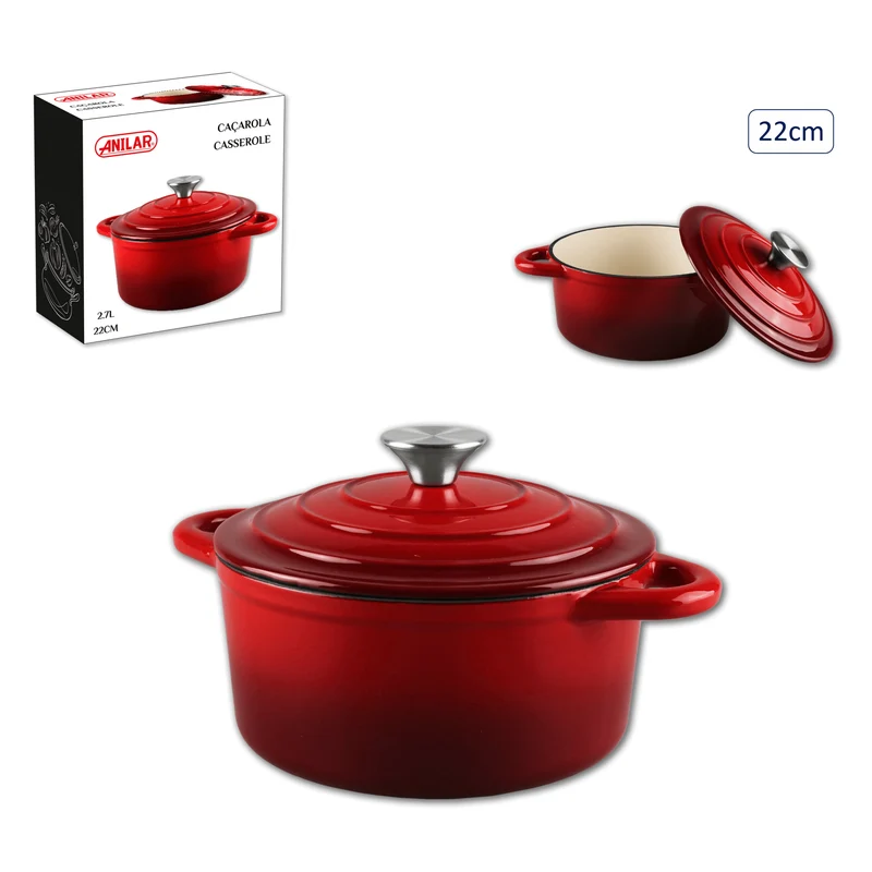 Anilar Red Cast Iron Casserole – 22cm