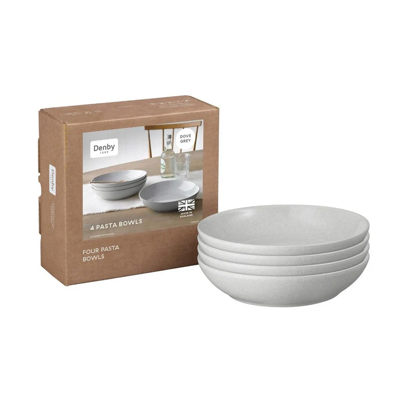 Denby Dove Grey Set Of 4 Pasta Bowls