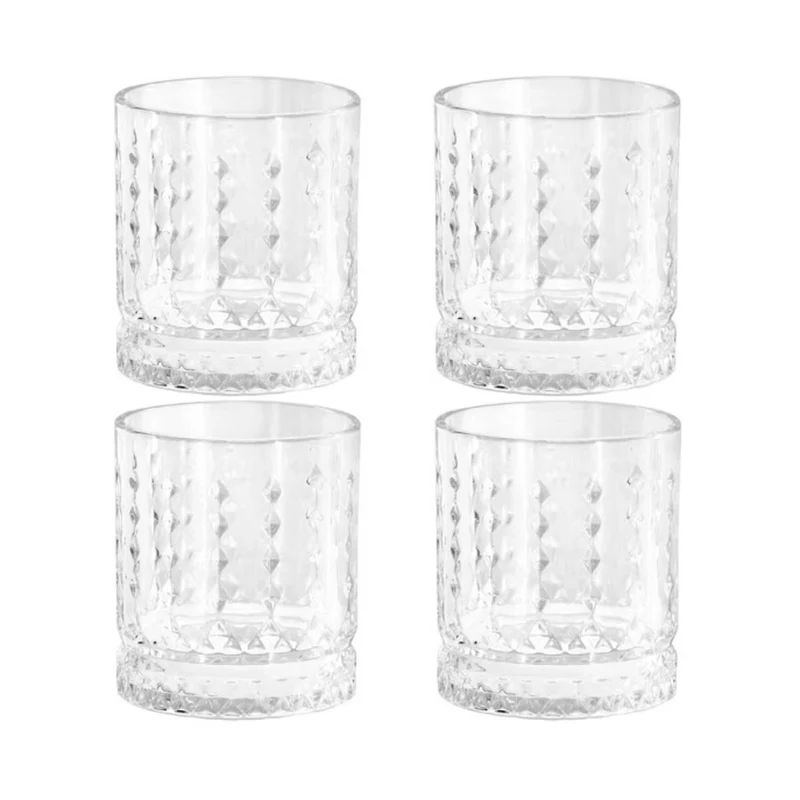 Gibson Home 13 oz Teardrop Embossed Double Old Fashioned Glass Set (4-Pieces) - Clear