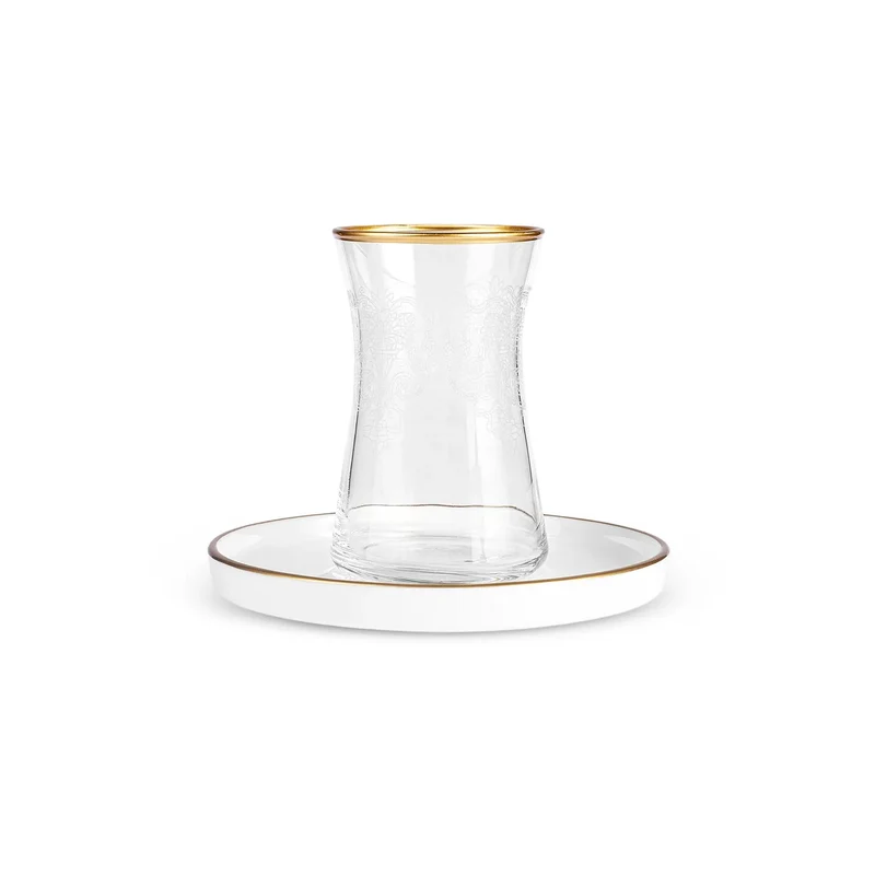 Karaca Athen 6 Personen Gemustertes Tee Set, 12 Teilig, Gold