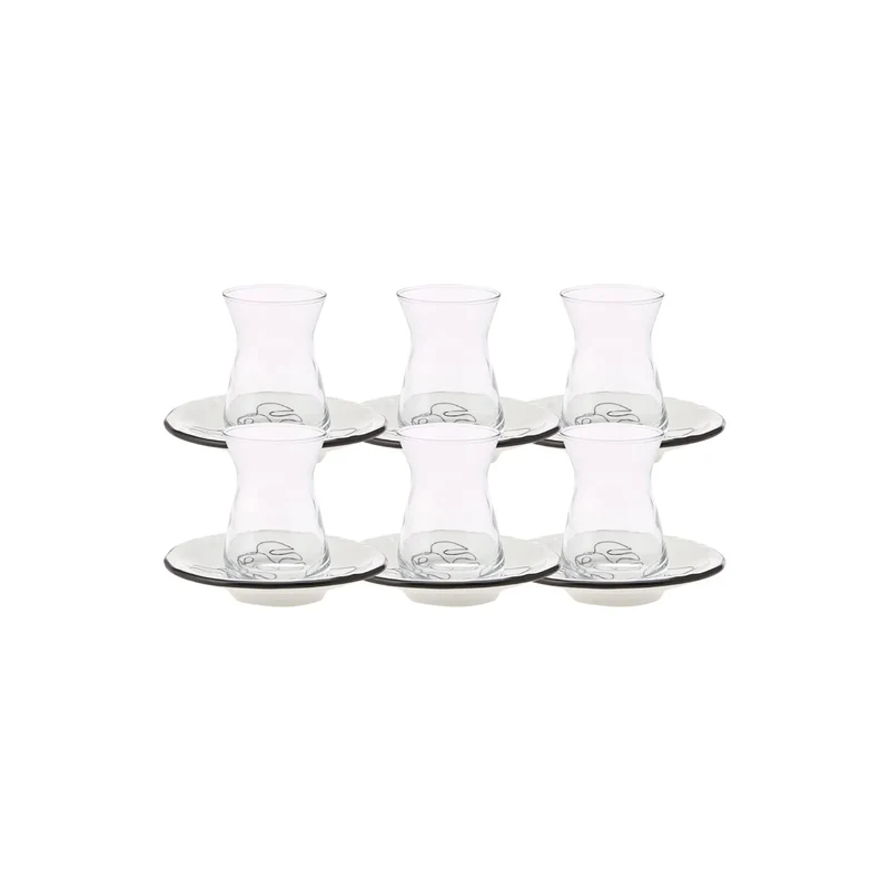 Karaca Face 12-teiliges Türkisches Teeset für 6 Personen, 132 ml, Mehrfarbig