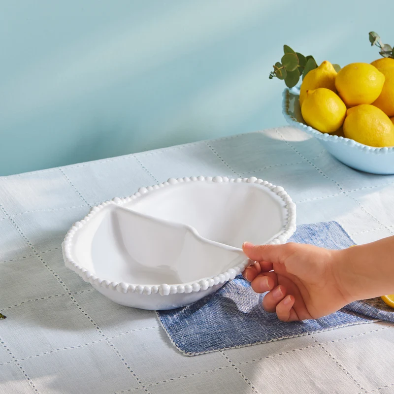 Karaca Perla Melamin Snackschale mit Fächern Oval 33 cm Weiß