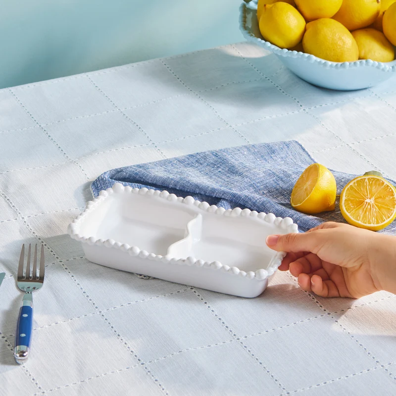 Karaca Perla Melamin-Keksdose mit Unterteilungen, rechteckig, 23 cm, weiß Produktgröße: 23 cm
