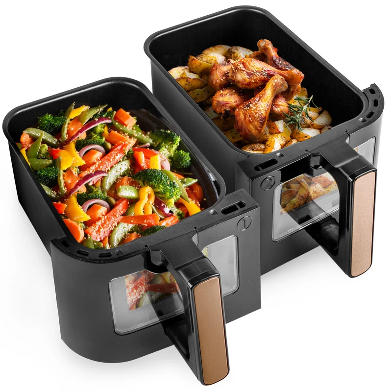 Duronic AFD2 BG Heißluftfritteuse Ersatzkörbe, 2 x 5 Liter Volumen, Ersatz Frittierkörbe für Duronic AF24 Fritteuse, Portion für die ganze Familie, Frittieren ohne Öl, Zubehör für Air Fryer