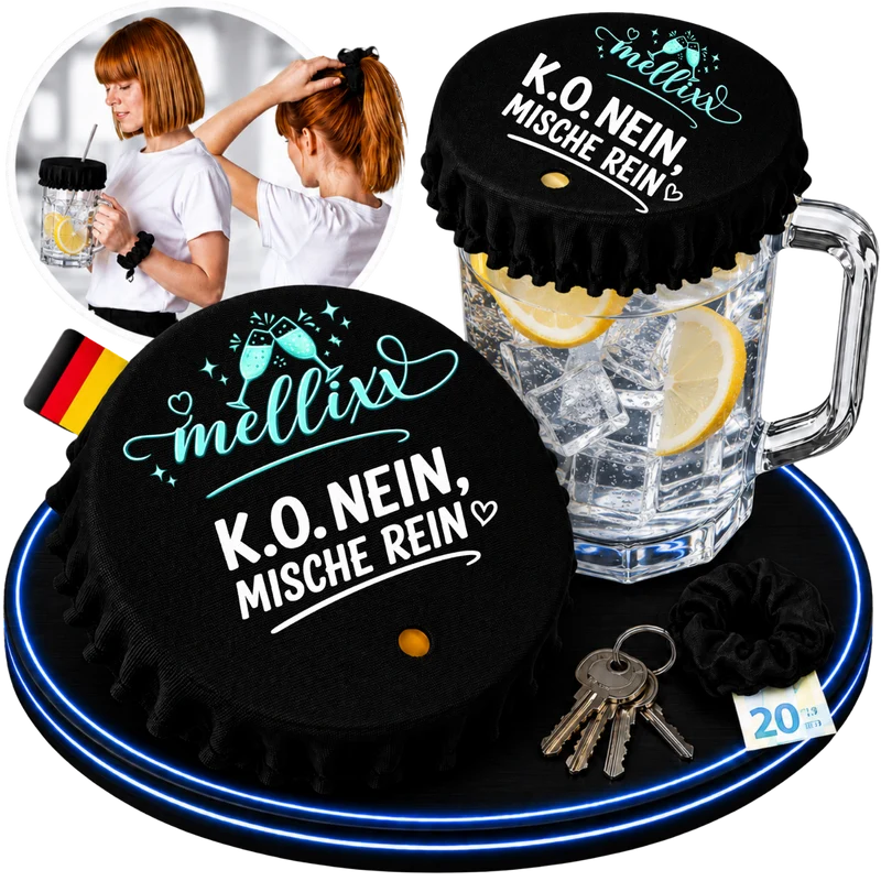 MELLIXX Getränkeschutz-Scrunchie 4in1 für 1-Liter-Krüge | KO STOP®