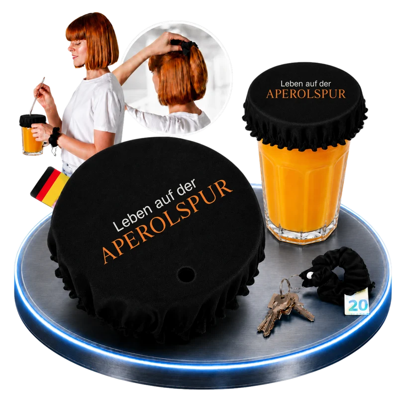 Getränkeschutz-Scrunchie 4in1 – „Leben auf der Aperolspur“