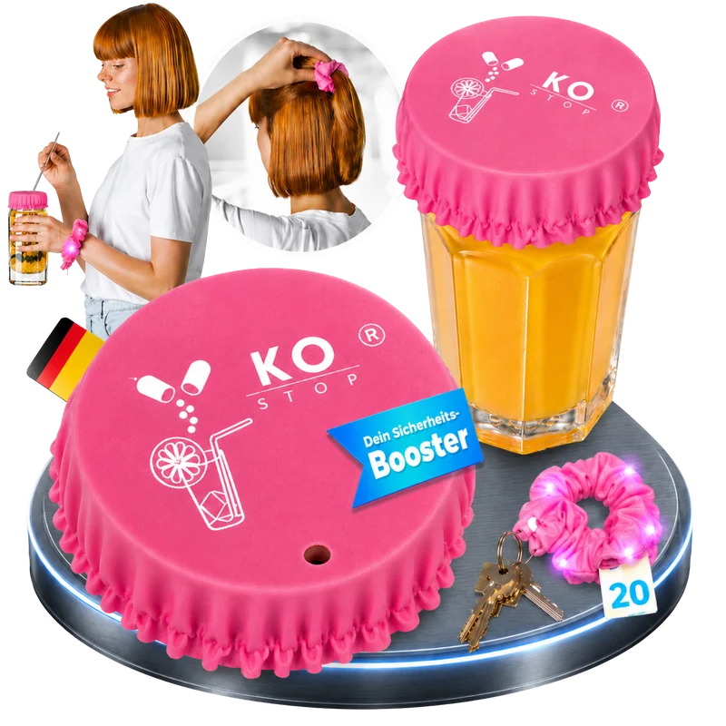 LED-Getränkeschutz-Scrunchie 5in1 in Pink | KO STOP®
