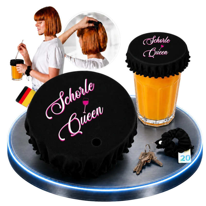 Getränkeschutz-Scrunchie 4in1 – „Schorle Queen“