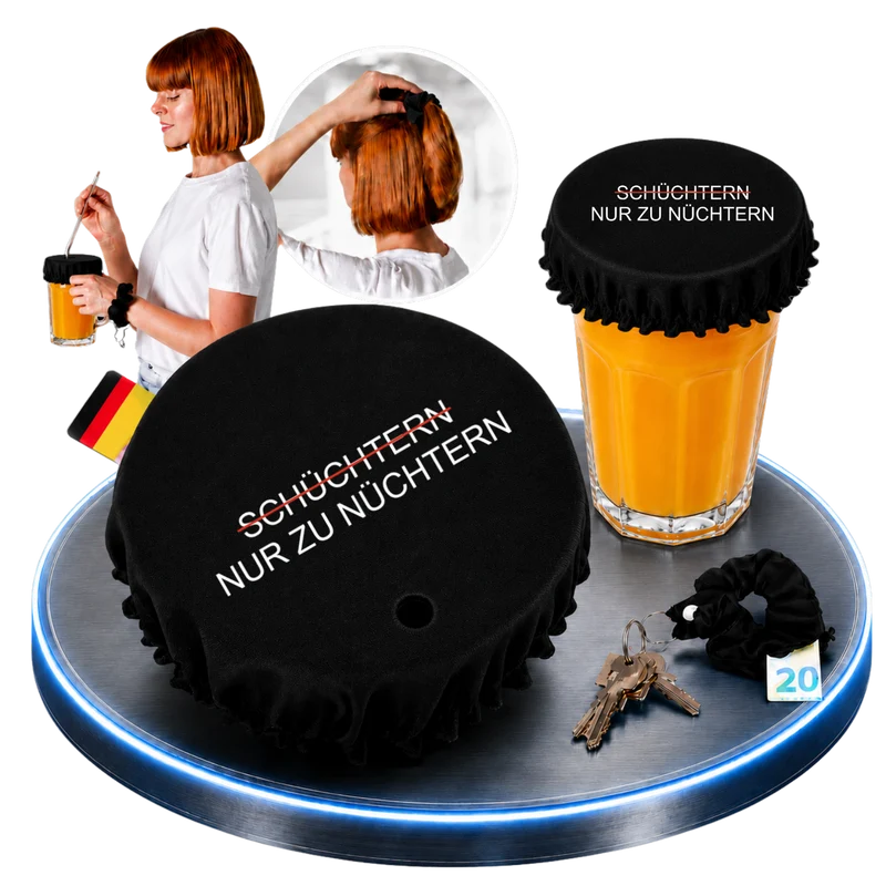 Getränkeschutz-Scrunchie 4in1 – „Schüchtern? Nur zu nüchtern“