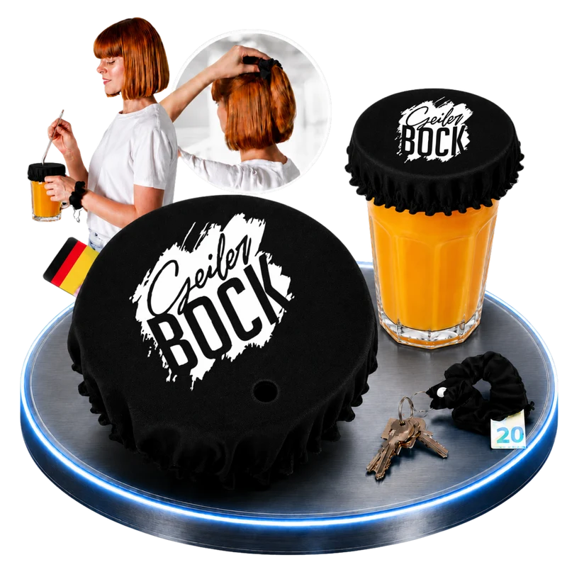 Getränkeschutz-Scrunchie 4in1 – „Geiler Bock“