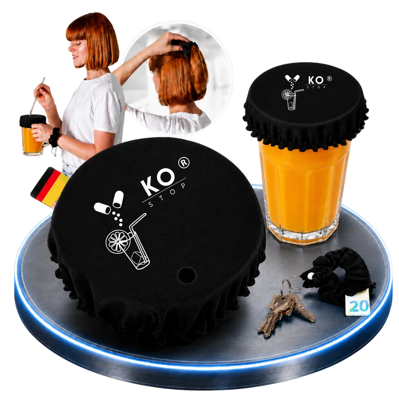 Getränkeschutz-Scrunchie 4in1 für Gläser | KO STOP®