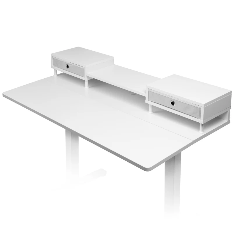 Duronic DD1 WE Schreibtisch, Schreibtischplatte mit Schubladen, Tischplatte 120 x 60 x 1,9 cm, Schreibtisch mit Monitorerhöhung, Ideal für höhenverstellbare Workstation, Sitz-Steh-Schreibtisch