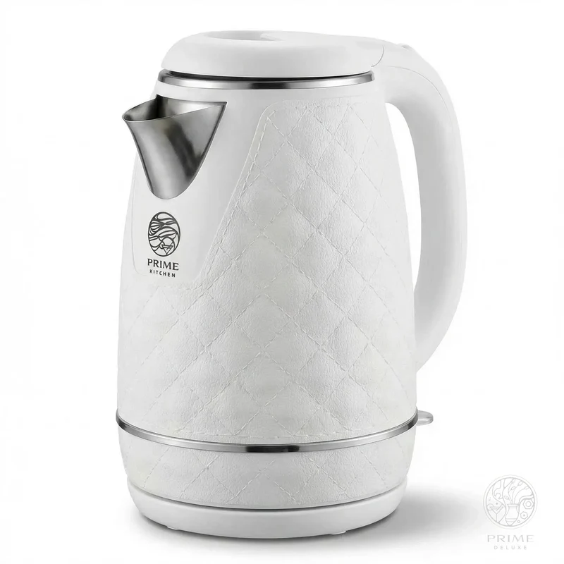 Prime Kitchen 2L Premium Wasserkocher aus Edelstahl – Schneller Wasserkocher mit Auto-Abschaltung & Überhitzungsschutz (Weiß, Braun, Schwarz)