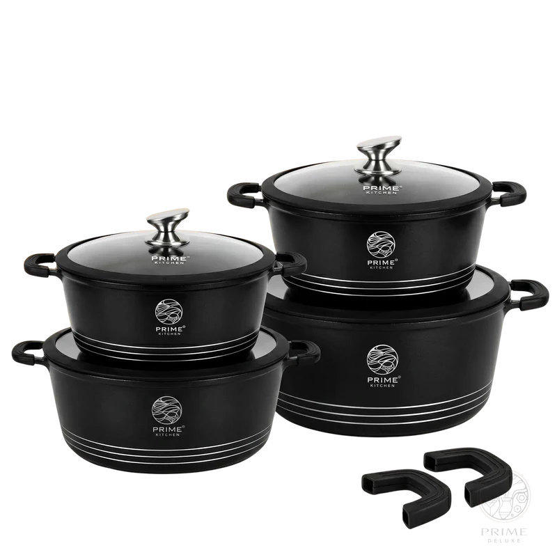 Prime Kitchen Topf-Set mit Keramikbeschichtung – 4-teilig (30, 32, 36, 40 cm) | Induktionsgeeignet | Antihaft-Kochtopf-Set