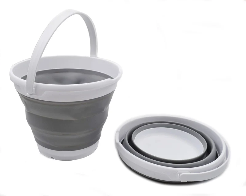 SAMMART 10L zusammenklappbarer Kunststoffeimer (weiß/grau)