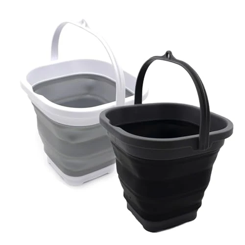 SAMMART Collapsible Plastic Bucket - Foldable Round Tub with Handle- Pop Up Saving