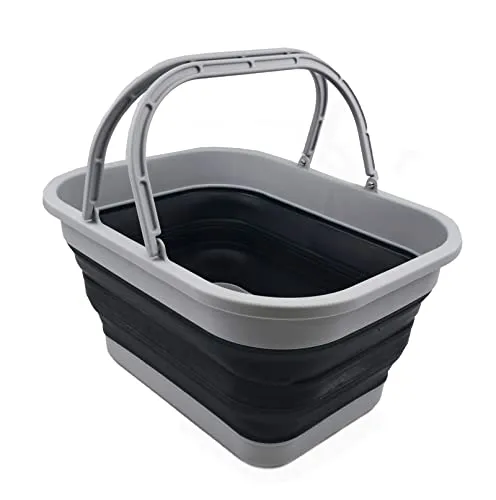 SAMMART 19L zusammenklappbare Wanne mit Griff – tragbarer Outdoor-Picknickkorb/Krater – Faltbare Einkaufstasche – platzsparender Aufbewahrungsbehälter