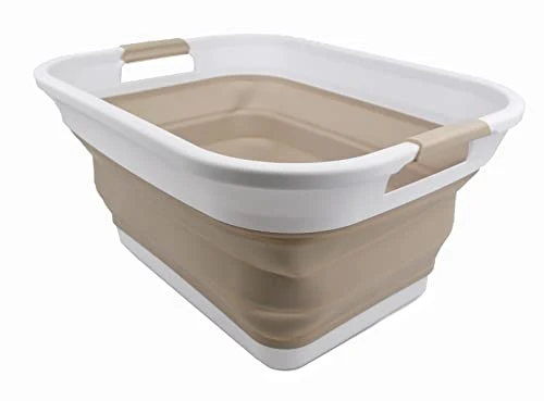 SAMMART 36L zusammenklappbarer Wäschekorb aus Kunststoff – faltbarer Pop-Up-Aufbewahrungsbehälter/Organizer – tragbare Waschwanne – platzsparender Wäschekorb