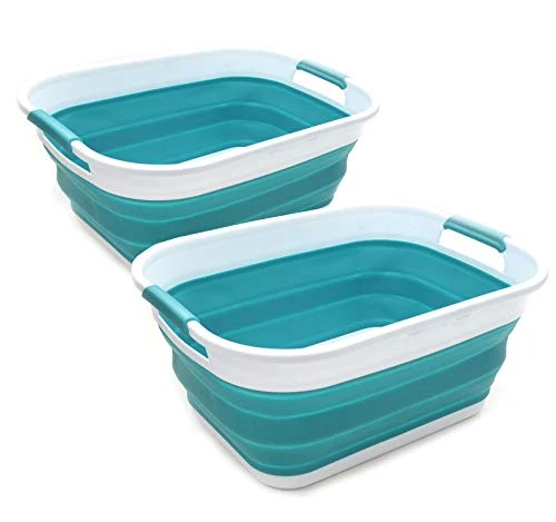 SAMMART 17,5 l kleine zusammenklappbare/faltbare/aufklappbare/tragbare Waschwanne, Wasserkapazität 13,5 l