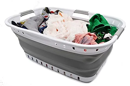 SAMMART 44L zusammenklappbarer Kunststoff-Wäschekorb – faltbarer Aufbewahrungsbehälter/Organizer – tragbarer Korb – Pop-Up-Sparkorb/Korb