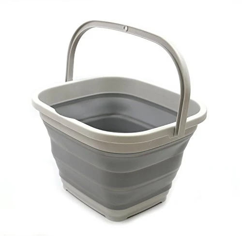 SAMMART 11L zusammenklappbarer rechteckiger Kunststoffeimer – Faltbare Wanne mit Griff – tragbarer runder Eimer – Pop-up-sparend