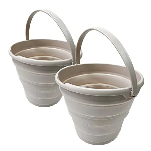 SAMMART 10L zusammenklappbarer Kunststoffeimer – Faltbare runde Wanne – tragbarer Wassereimer zum Angeln – platzsparender Wassertopf für den Außenbereich