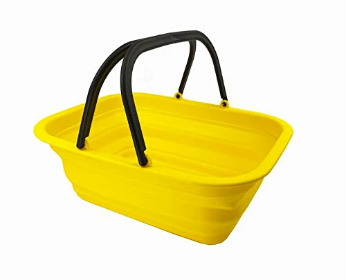 SAMMART 9,2 l zusammenklappbare Kunststoffwanne mit Griff – tragbarer Outdoor-Picknickkorb/Krater/Einkaufstasche – Faltbarer Aufbewahrungsbehälter – platzsparend