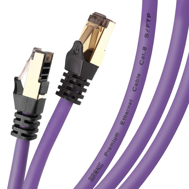 Duronic CAT8 PE 1,5 m Ethernet-Kabel | 40 Gbps Netzwerkabel | RJ45 Gigabit LAN Kabel Cat 8 | Patch Kabel 2000 MHz S/FTP Schirmung | TV Streaming Router Modem Switch Internetkabel 10 100 1000 Mbit