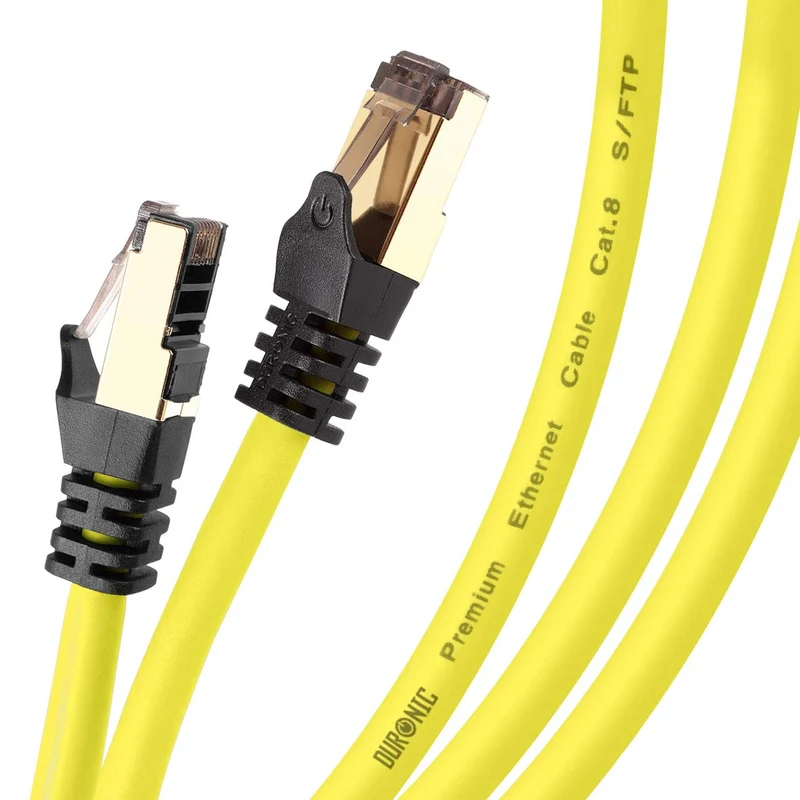 Duronic CAT8 YW 5 m Ethernet-Kabel | 40 Gbps Netzwerkabel | RJ45 Gigabit LAN Kabel Cat 8 | Patch Kabel 2000 MHz S/FTP Schirmung | TV Streaming Router Modem Switch Internetkabel 10 100 1000 Mbit