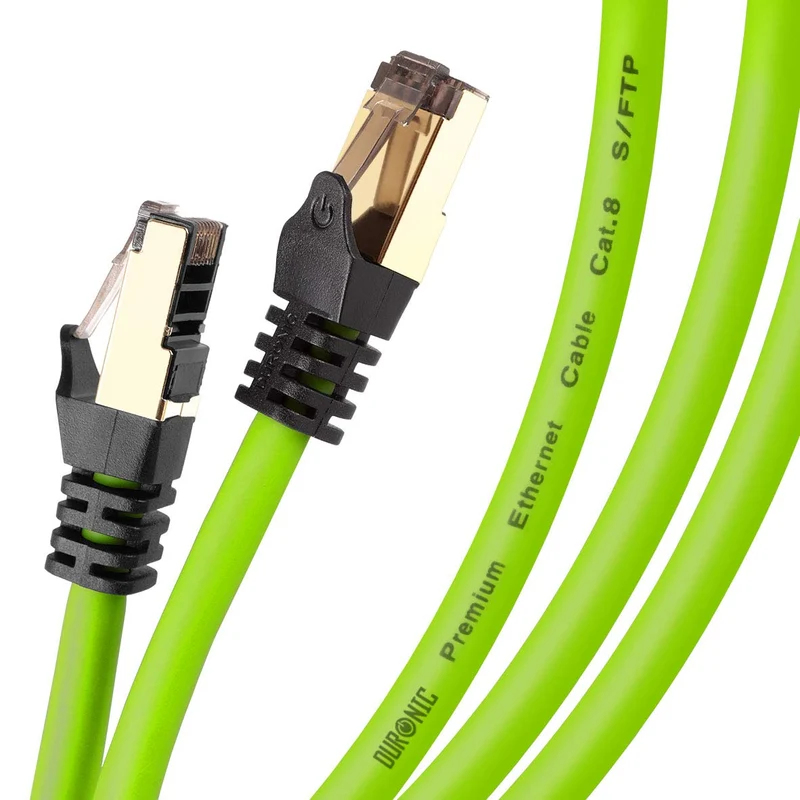 Duronic CAT8 GN 3 m Ethernet-Kabel | 40 Gbps Netzwerkabel | RJ45 Gigabit LAN Kabel Cat 8 | Patch Kabel 2000 MHz S/FTP Schirmung | TV Streaming Router Modem Switch Internetkabel 10 100 1000 Mbit