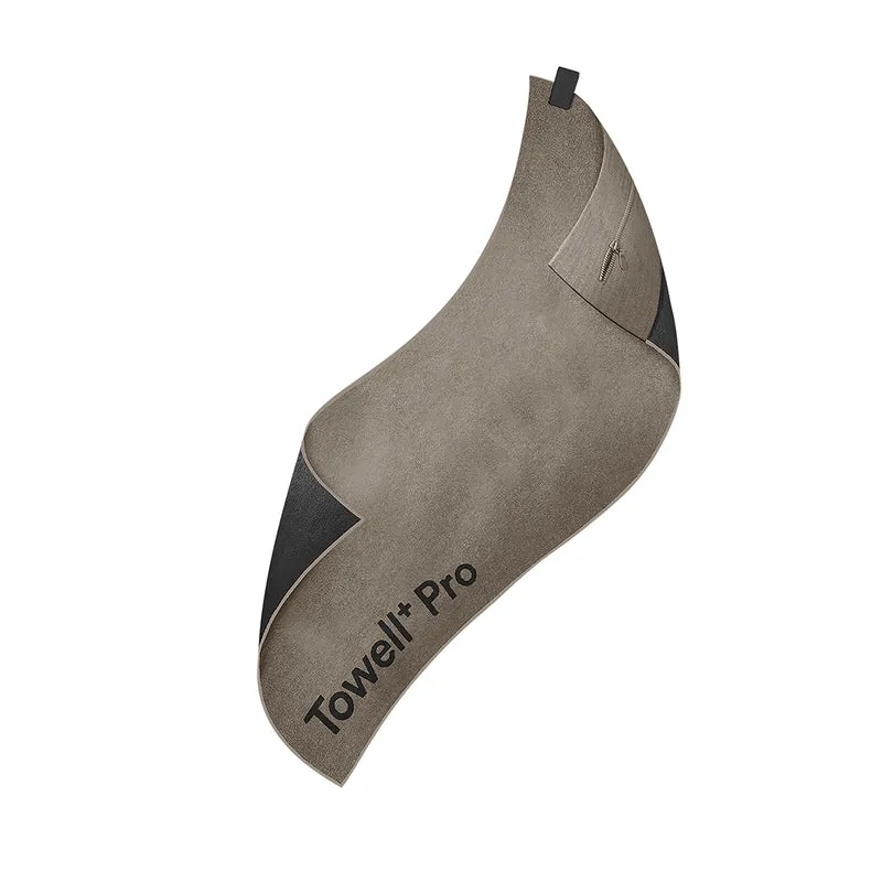 Sporthandtuch mit Magnetclip - 105x42,5 cm - beige/braun