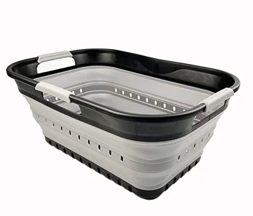 SAMMART 21L Super Mini Zusammenklappbarer Kunststoffkorb mit 3 Griffen – Faltbarer Pop-Up-Aufbewahrungsbehälter/Organizer – Platzsparender Geschenkkorb/Korb