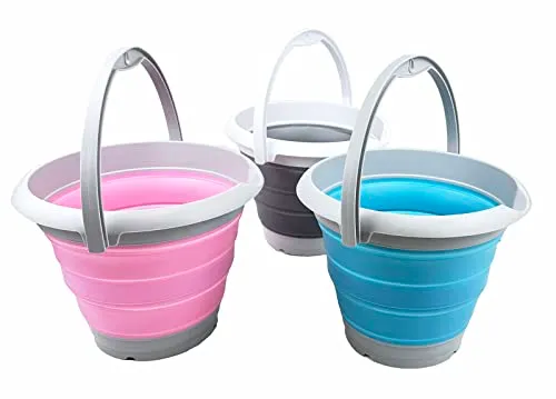 SAMMART 5L zusammenklappbarer Kunststoffeimer – Faltbare runde Wanne – tragbarer Wassereimer zum Angeln – platzsparender Wassertopf für den Außenbereich