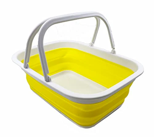SAMMART 9,2 l zusammenklappbare Wanne mit Griff – tragbarer Outdoor-Picknickkorb/Krater – Faltbare Einkaufstasche – platzsparender Aufbewahrungsbehälter