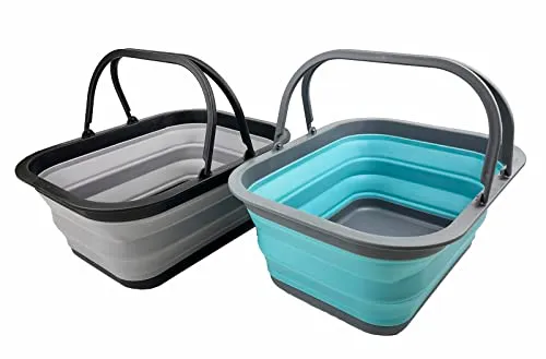 SAMMART 15L Zusammenklappbarer Korb mit Griff - Tragbarer Picknickkorb/Krater für den Außenbereich - Faltbare Einkaufstasche - Platzsparender Aufbewahrungsbehälter