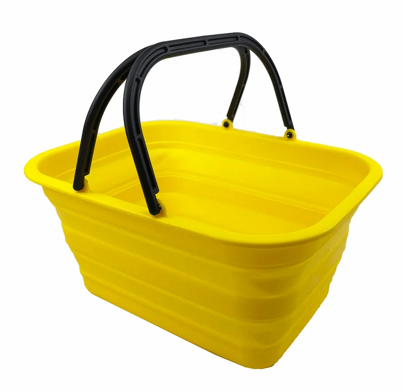 SAMMART 12L zusammenklappbare Wanne mit Griff – tragbarer Outdoor-Picknickkorb/Krater – Faltbare Einkaufstasche – platzsparender Aufbewahrungsbehälter
