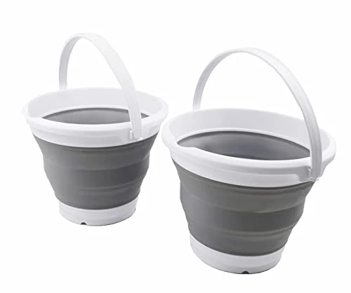 SAMMART 5,5 l zusammenklappbarer Kunststoffeimer – Faltbare runde Wanne – tragbarer Wassereimer zum Angeln – platzsparender Wassertopf für den Außenbereich