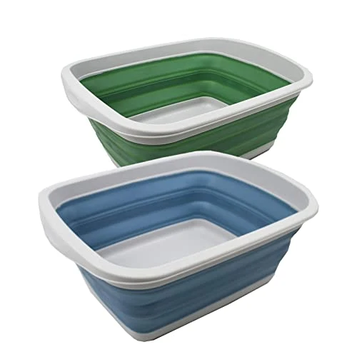 SAMMART 10L Faltbare Wanne – Faltbare Geschirrwanne – Tragbares Waschbecken – Platzsparende Kunststoff-Waschwanne