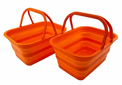 SAMMART 12L zusammenklappbare Wanne mit Griff – Tragbarer Outdoor-Picknickkorb/Krater – Faltbare Einkaufstasche – Platzsparender Aufbewahrungsbehälter
