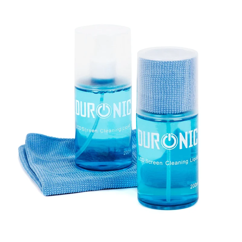 Duronic SCK102 Duo Bildschirmreiniger mit Mikrofasertuch | 2 x 200 ml Displayreiniger für Monitore, Smartphones und Tablets | Screen Cleaner für LCD und OLED | Auch als Glasreiniger geeignet