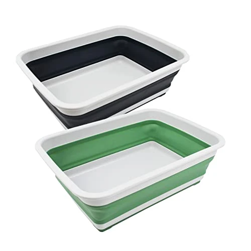 SAMMART 8L zusammenklappbarer Wanne, zusammenklappbar, tragbares Waschbecken, platzsparende Kunststoff-Waschwanne