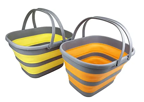 SAMMART 17L Faltbarer Korb mit Griff – Tragbarer Outdoor-Picknickkorb/Krater – Faltbare Einkaufstasche – Platzsparender Aufbewahrungsbehälter