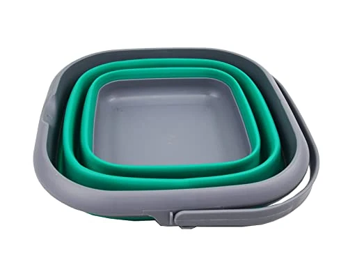 SAMMART 8,5 l zusammenklappbarer quadratischer praktischer Eimer/Faltbarer quadratischer Wassereimer/tragbare Wanne mit Griff.