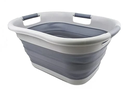 SAMMART Wäschekorb, faltbar, Kunststoff, 30 l, faltbar, Pop-Up-Aufbewahrungsbehälter/Organizer – tragbare Waschwanne – platzsparender Wäschekorb
