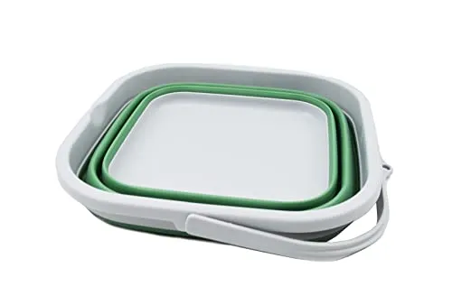 SAMMART 5,5 l zusammenklappbarer quadratischer handlicher Eimer/Faltbarer quadratischer Wassereimer/tragbare Wanne mit Griff.