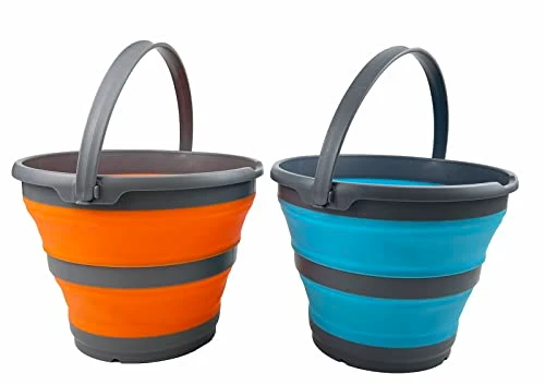 SAMMART 10L zusammenklappbarer Kunststoffeimer – Faltbare runde Wanne – tragbarer Angelwassereimer – platzsparender Outdoor-Wassertopf, Größe 33 cm Durchmesser