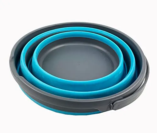 SAMMART 10L zusammenklappbarer Kunststoffeimer – Faltbare runde Wanne – tragbarer Angelwassereimer – platzsparender Outdoor-Wassertopf, Größe 33 cm Durchmesser