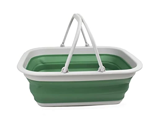 SAMMART 9,2 l zusammenklappbare Wanne mit Griff – tragbarer Picknickkorb für den Außenbereich – Faltbare Einkaufstasche – platzsparender Aufbewahrungsbehälter