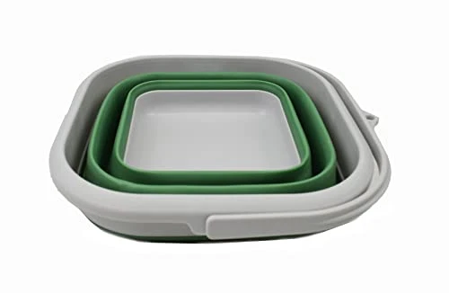 SAMMART 5,5 l zusammenklappbarer quadratischer handlicher Eimer/Faltbarer quadratischer Wassereimer/tragbare Wanne mit Griff.